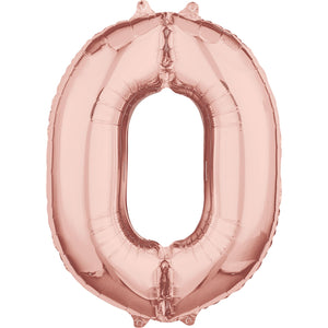 Globo rosa oro numero 0