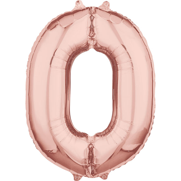 Globo rosa oro numero 0