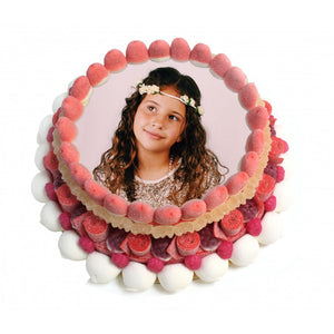 Tarta de chuches con foto personalizada grande