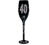 Copa de champán 40 años - Negro / Plata - Gormand: Tienda de Fiestas y Regalos en Manresa