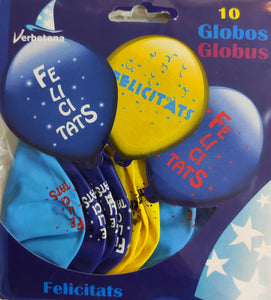 Globos Felicitats 10 unidades - Gormand: Tienda de Fiestas y Regalos en Manresa