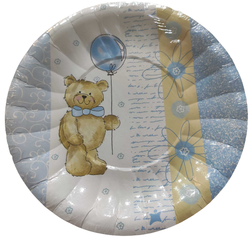 Plato de Carton Teddy Azul 23cm - Gormand: Tienda de Fiestas y Regalos en Manresa