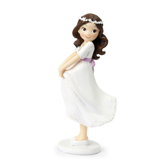 Y610 Figura pastel Comunión niña sujetando la falda 16cm.